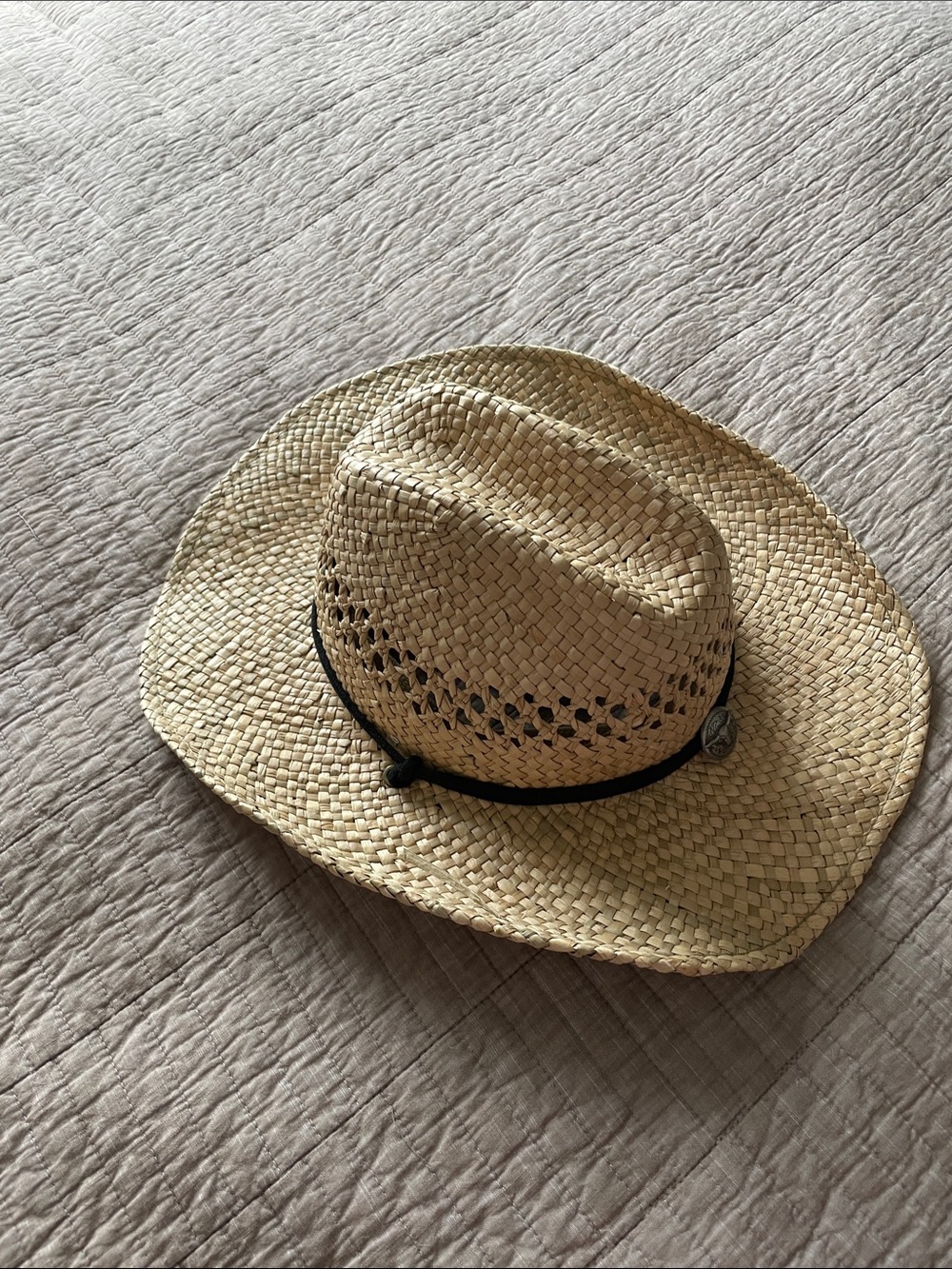 Natural Straw Cowboy Sun Hat with Chin Cord